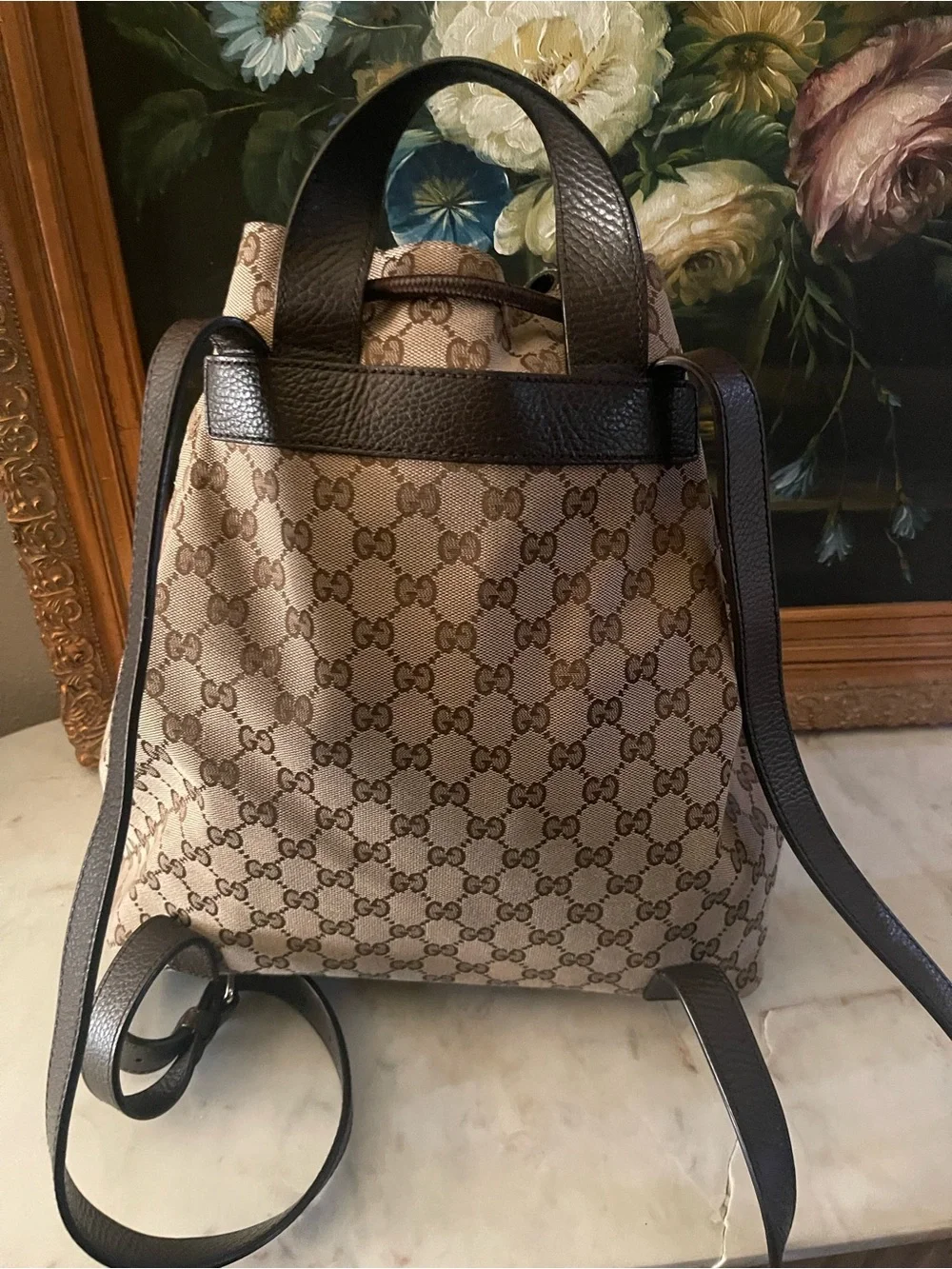 Gucci Beige and Brown Signature Canvas Backpack Insert